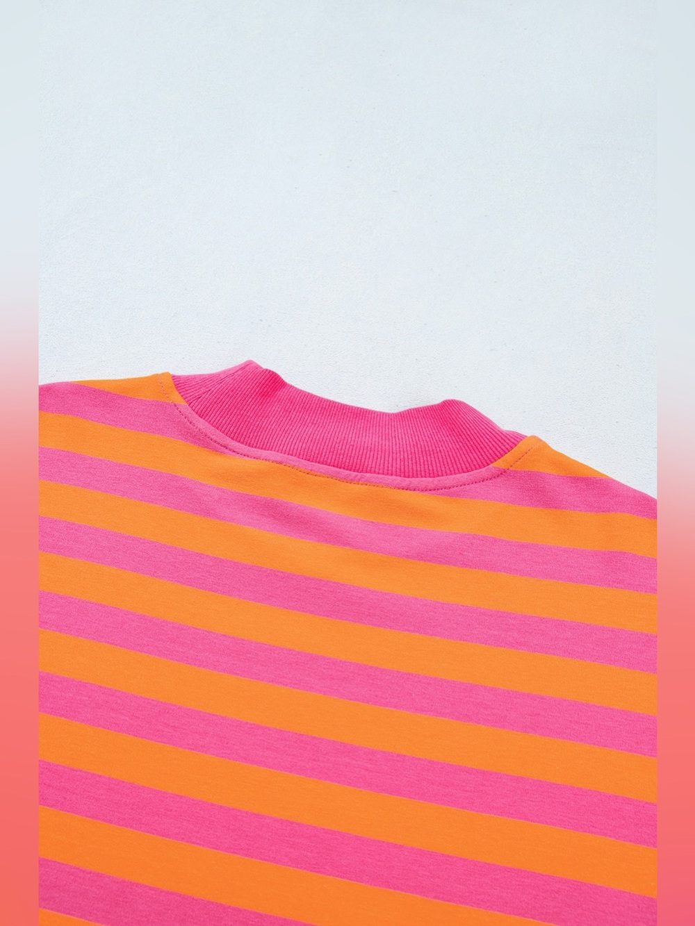 Stripe Color Block Patchwork Mock Neck Pullover Drawstring Mini Skort Set - Picture 6 of 11